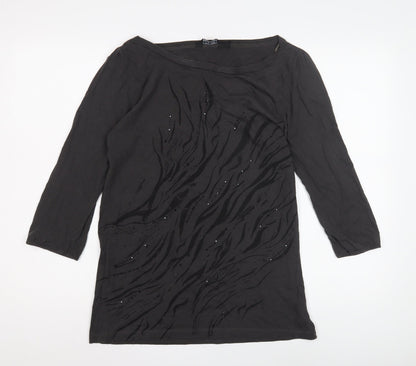Womens UK Size 14 Debenhams Black Basic Blouse