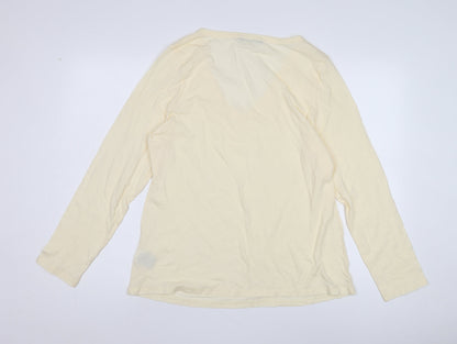 Boden Women's Beige V-Neck Long Sleeve T-Shirt - Size 2