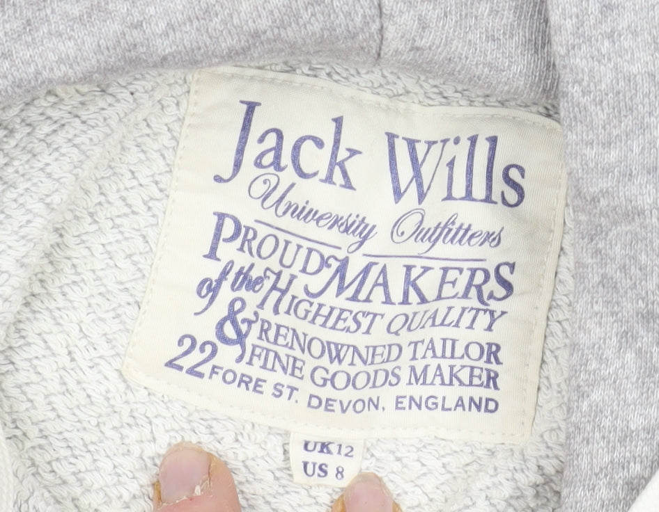 Womens UK Size 12 Jack Wills Grey Full Zip Hoodie