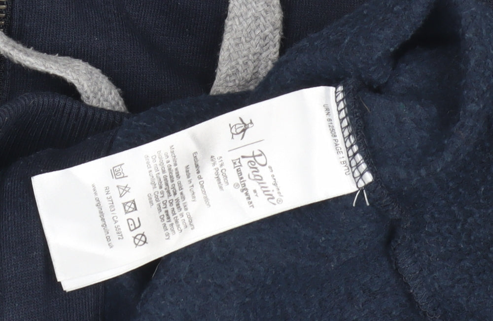 Mens UK Size M Original Penguin Blue Full Zip Hoodie