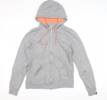 Nike Women's Grey Full Zip Hoodie - L, Activewear Essential