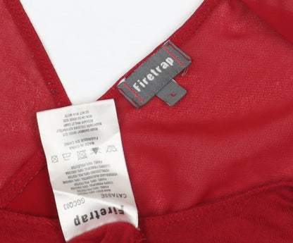 Firetrap Women's Red V-Neck Long Sleeve Top Size S