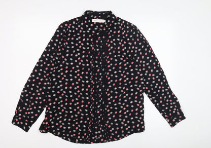 John Lewis Women's Black Polka Dot Button-Up Shirt