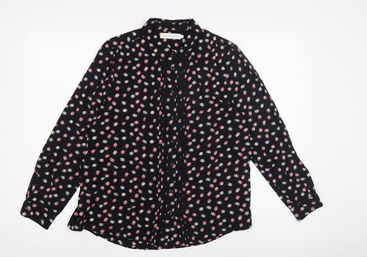 John Lewis Women's Black Polka Dot Button-Up Shirt