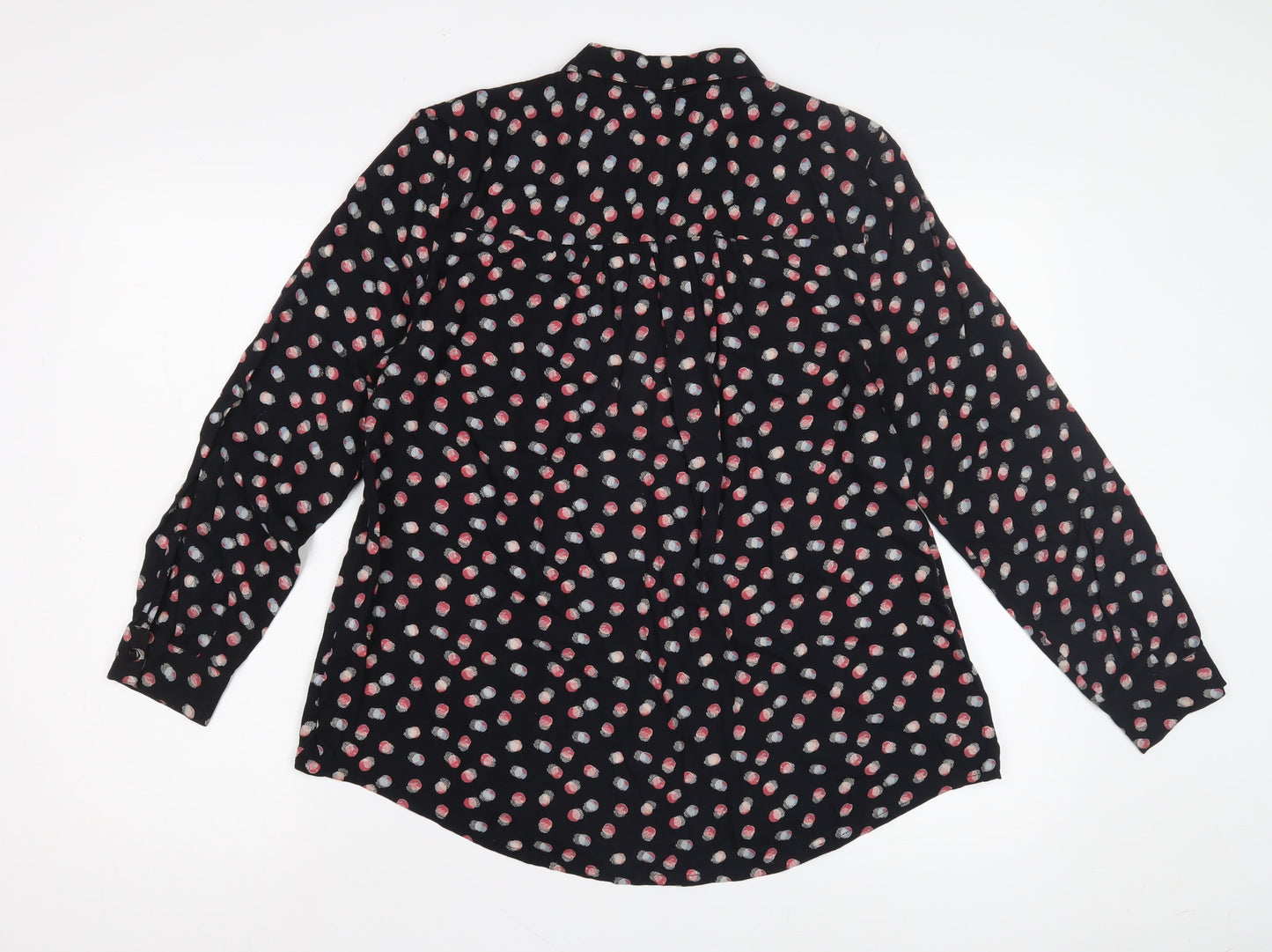 John Lewis Women's Black Polka Dot Button-Up Shirt