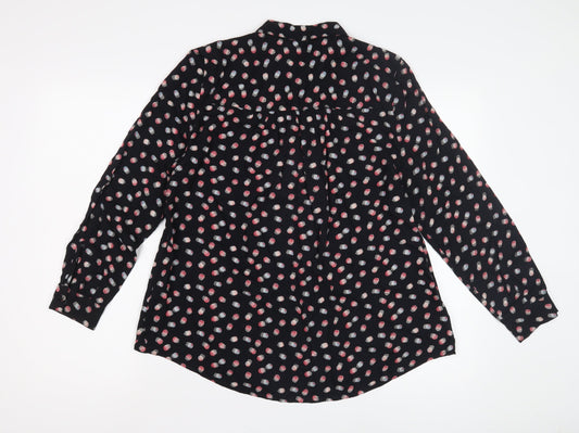 John Lewis Women's Black Polka Dot Button-Up Shirt