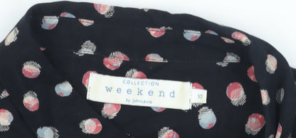 John Lewis Women's Black Polka Dot Button-Up Shirt