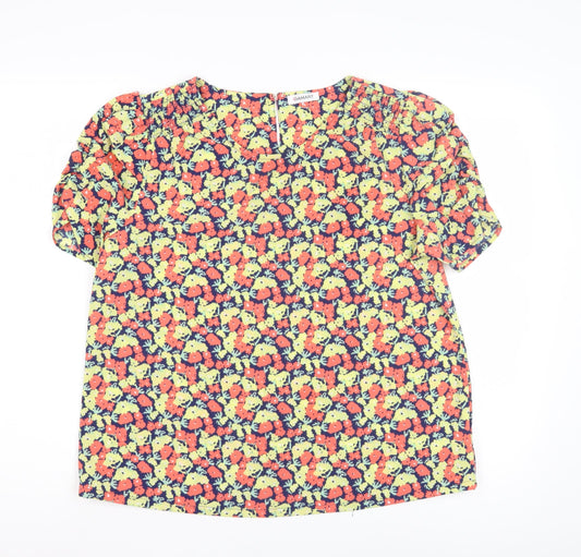 Damart Women's Multicoloured Floral Blouse - Size 14, V-Neck
