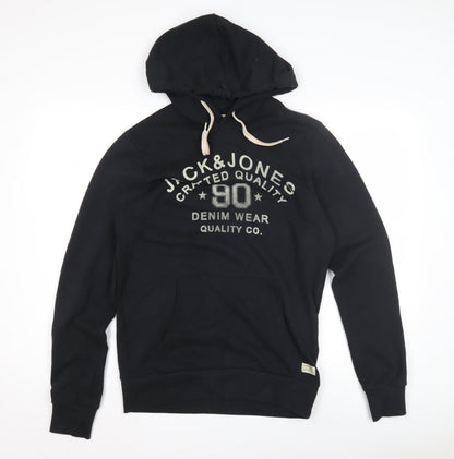 Mens UK Size S JACK & JONES Black Pullover Hoodie