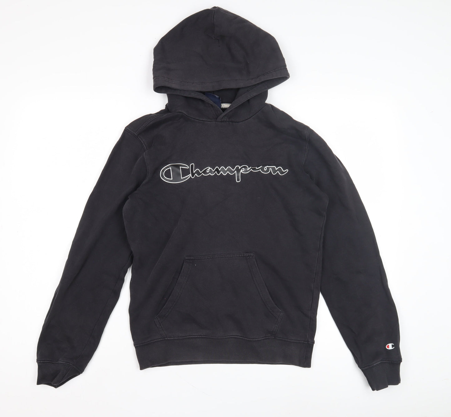 Champion Unisex Black Hoodie XS, Logo Pullover