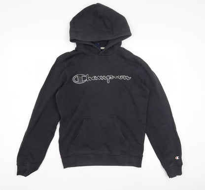 Champion Unisex Black Hoodie XS, Logo Pullover