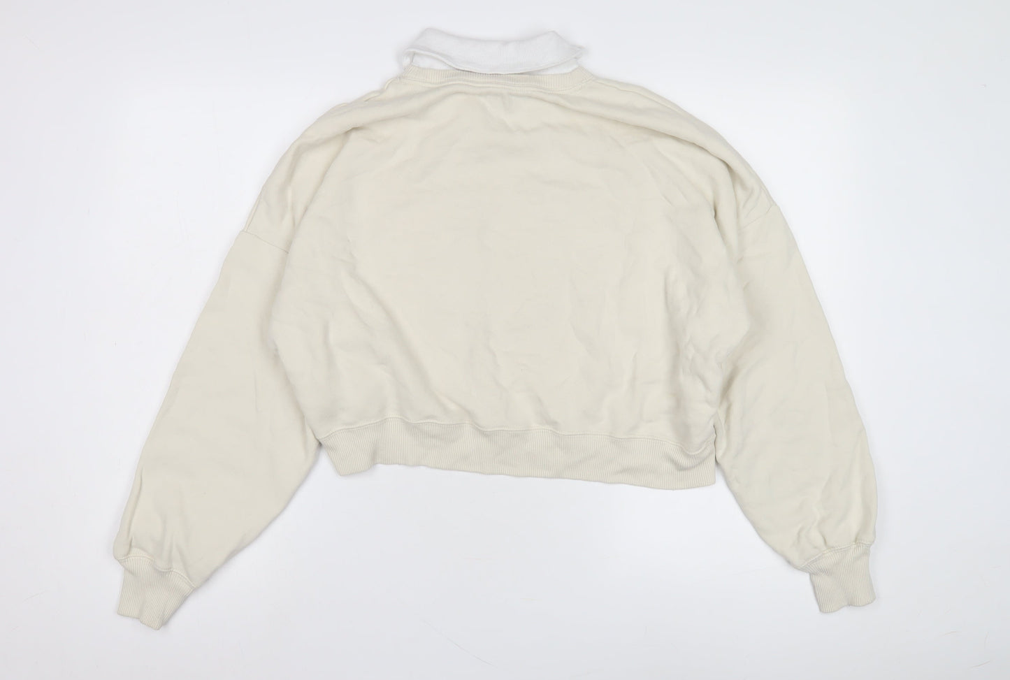 Hollister Women's White Collared Sweatshirt M