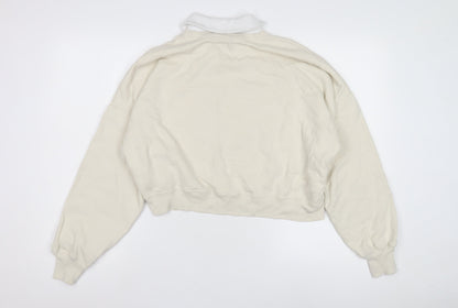 Hollister Women's White Collared Sweatshirt M