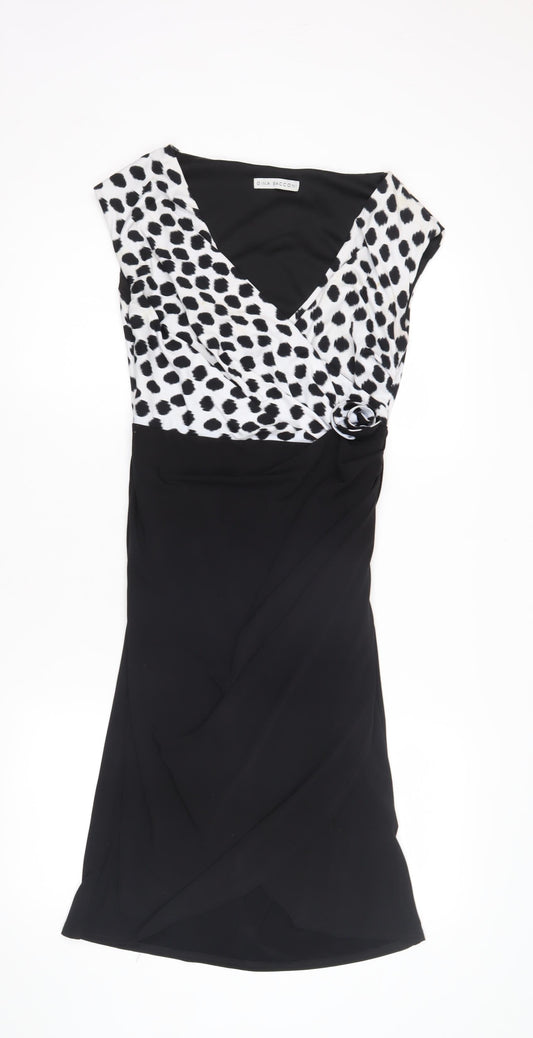 Gina Bacconi Women's Black Animal Print Bodycon Dress 16