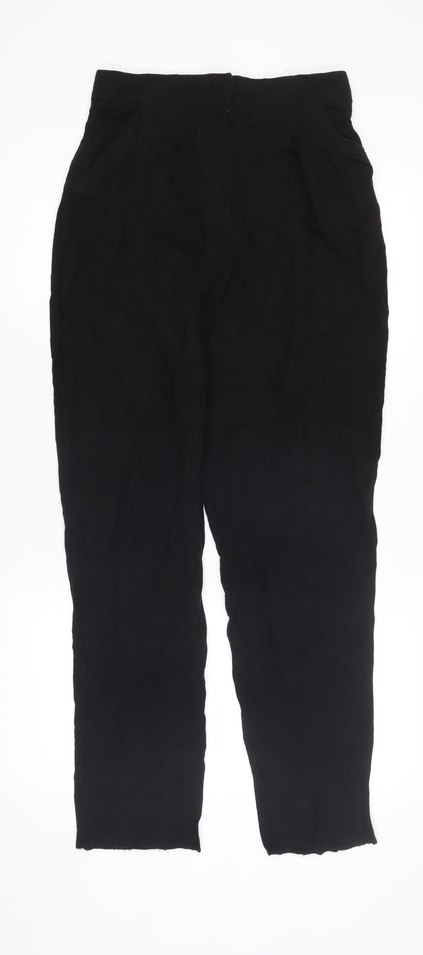 ASOS DESIGN Black Tapered Linen Trousers UK 8