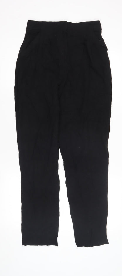 ASOS DESIGN Black Tapered Linen Trousers UK 8