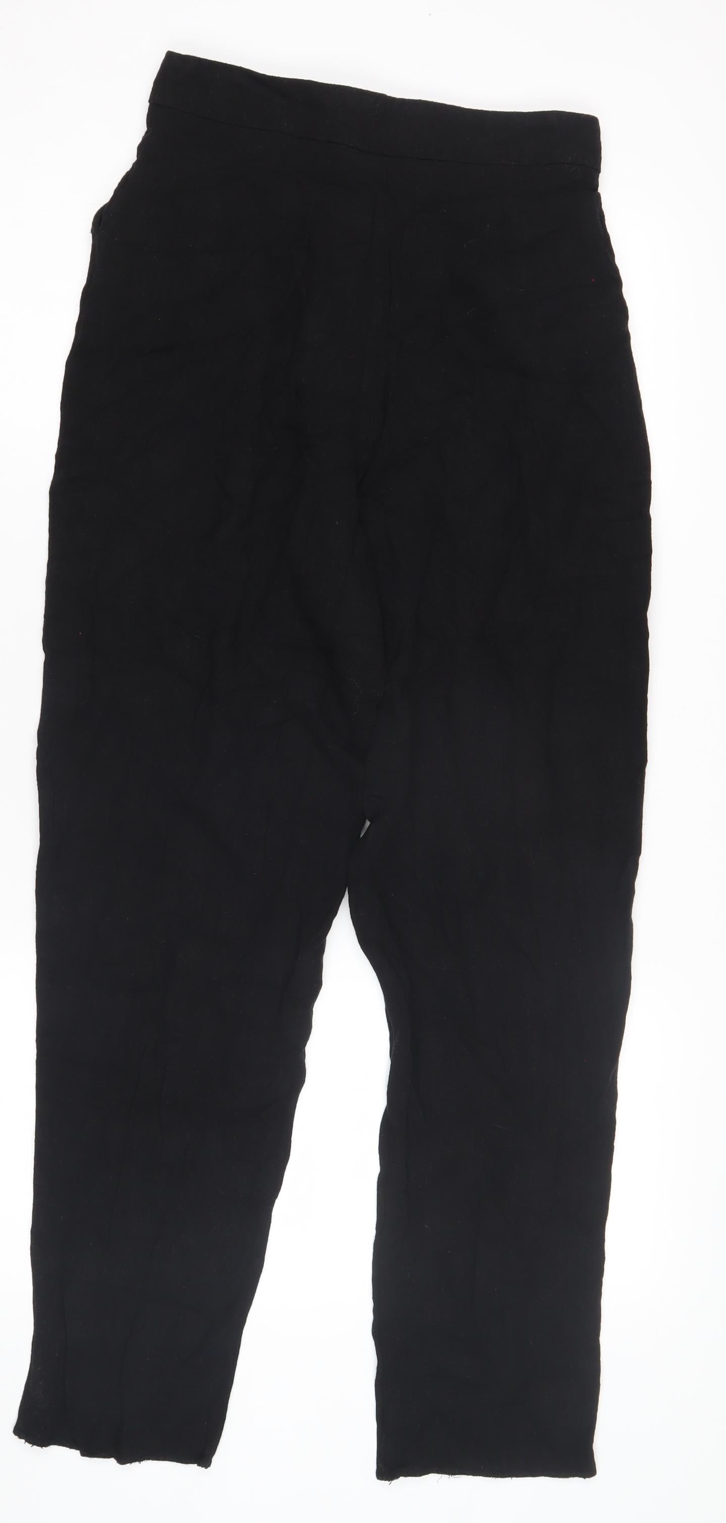 ASOS DESIGN Black Tapered Linen Trousers UK 8