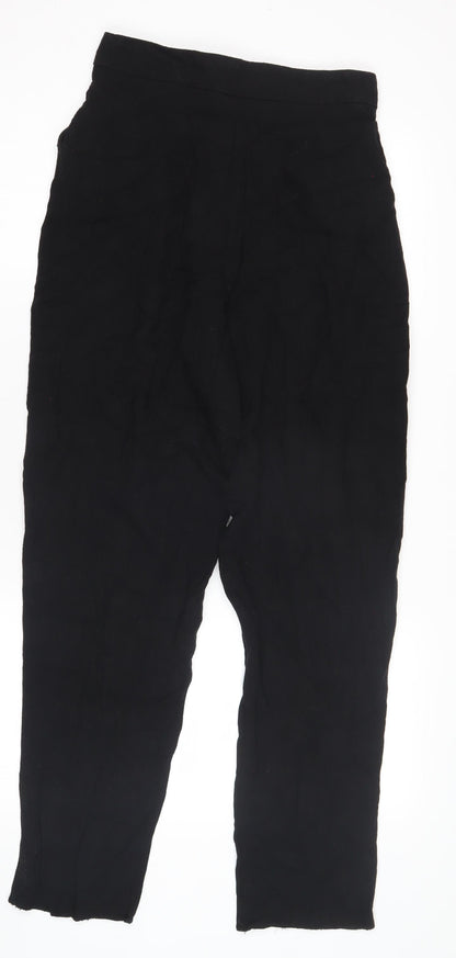 ASOS DESIGN Black Tapered Linen Trousers UK 8