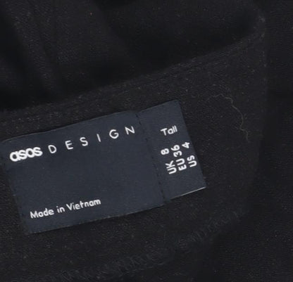ASOS DESIGN Black Tapered Linen Trousers UK 8