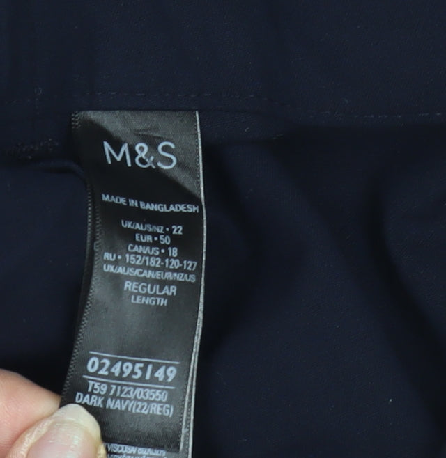 Womens UK Size 22 Marks and Spencer Regular Fit  Blue Trousers