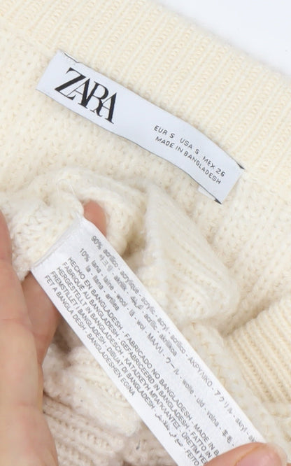 Womens UK Size S Zara Ivory Pullover Jumper