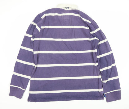 Crew Clothing Co. Men's Purple Striped Polo Shirt L