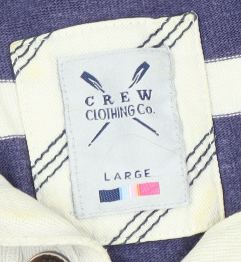 Crew Clothing Co. Men's Purple Striped Polo Shirt L