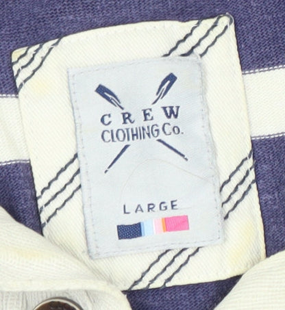 Crew Clothing Co. Men's Purple Striped Polo Shirt L