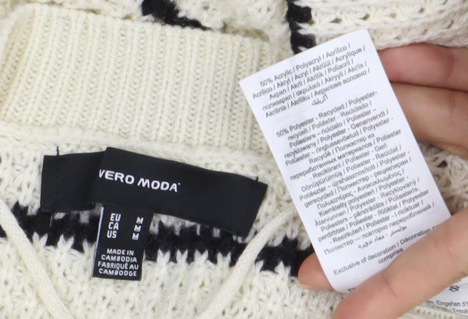 Womens UK Size 10 VERO MODA White Pullover Jumper