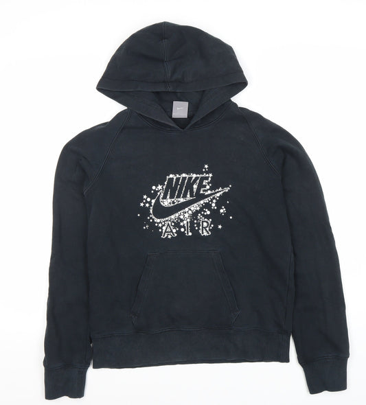Nike Women's Black Pullover Hoodie, Size 12, Graphic Print