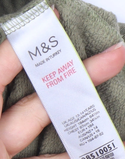 Marks and Spencer Girls Green Pullover Hoodie 13-14 Years