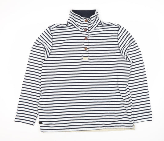 Regatta Women's Blue Striped Henley Sweater Size L