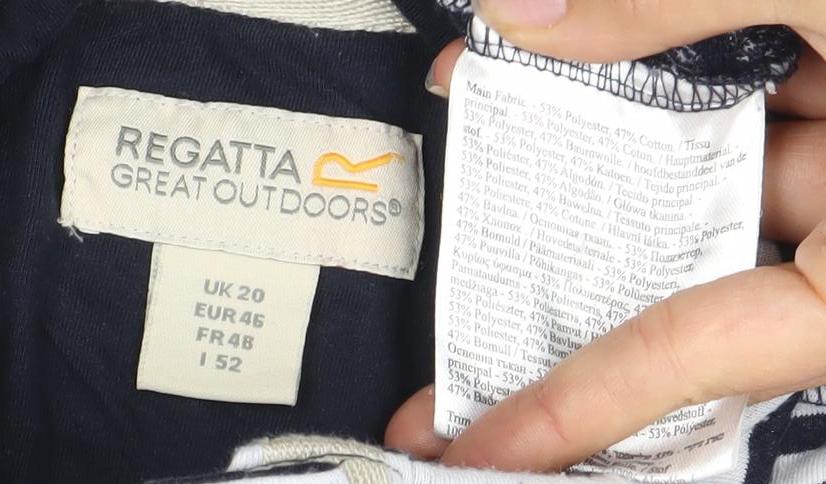 Regatta Women's Blue Striped Henley Sweater Size L