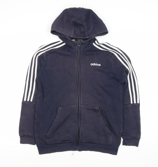 Adidas Boys Blue Zip Hoodie L - Full Zip Sportswear