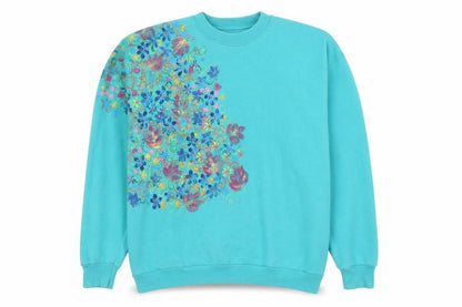 Front view of Custom Bears Blue Floral Sweatshirt unisex s pullover embroidered