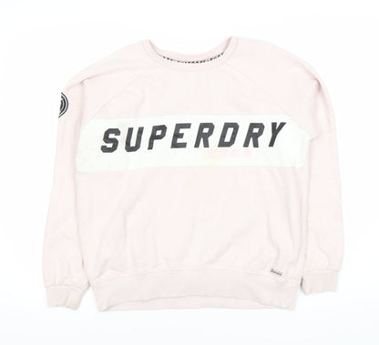 Superdry Pink Graphic Print Logo Sweatshirt, Size 12