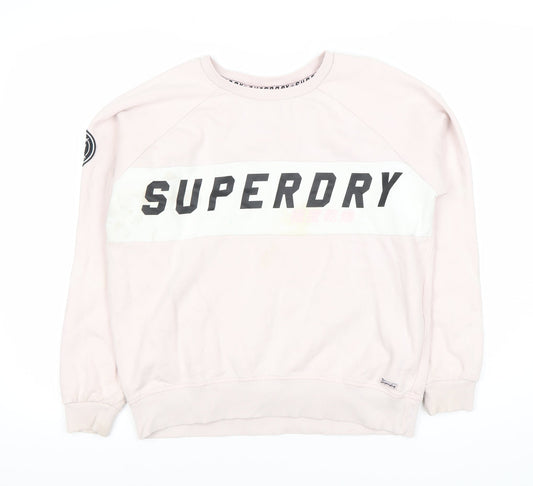 Superdry Pink Graphic Print Logo Sweatshirt, Size 12
