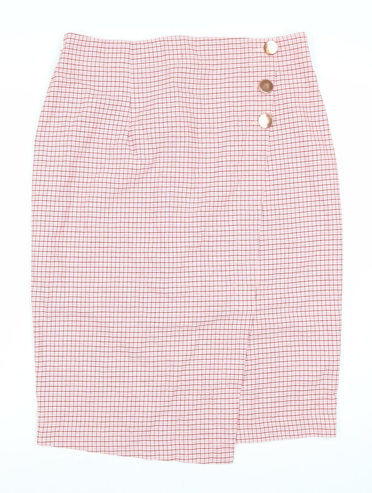 Marks and Spencer Women Pink Check Pencil Skirt Size 16