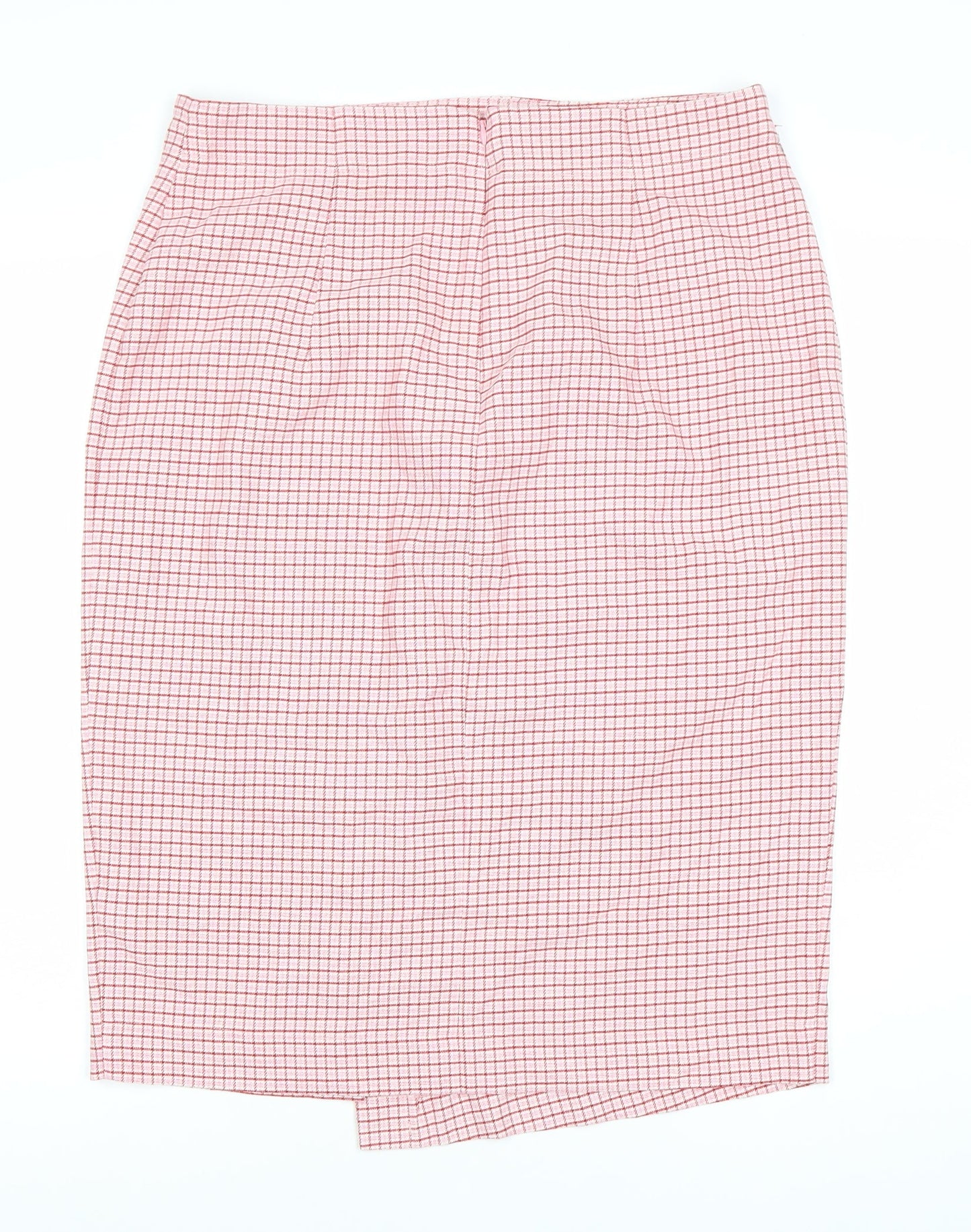 Marks and Spencer Women Pink Check Pencil Skirt Size 16