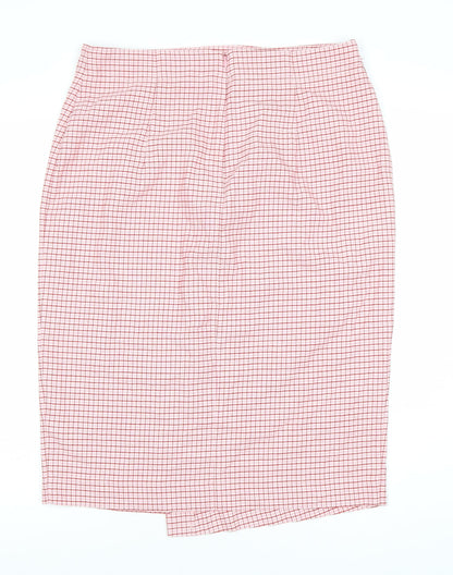 Marks and Spencer Women Pink Check Pencil Skirt Size 16
