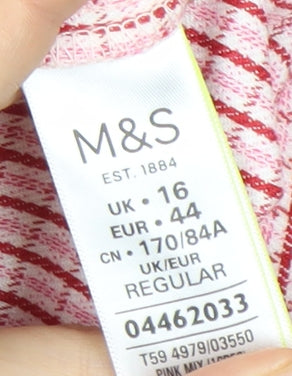 Marks and Spencer Women Pink Check Pencil Skirt Size 16