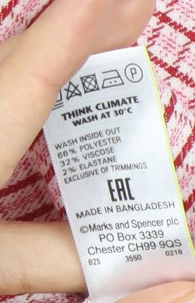 Marks and Spencer Women Pink Check Pencil Skirt Size 16