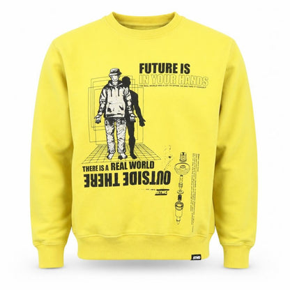 Mens UK Size M Pull & Bear Yellow Pullover Sweatshirt