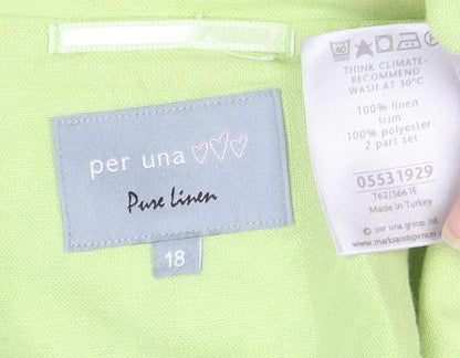 Per Una Women's Green Linen Blazer, Size 18
