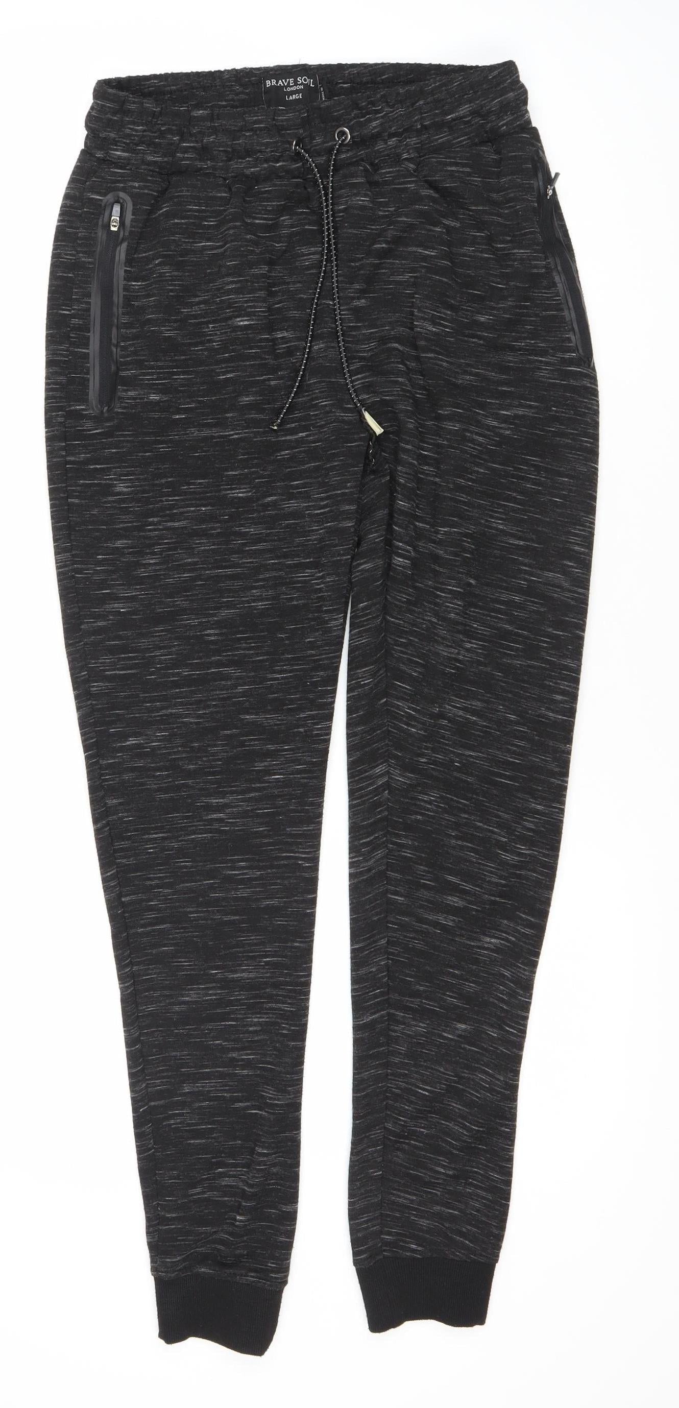 Brave Soul Men's Black Jogger Trousers L