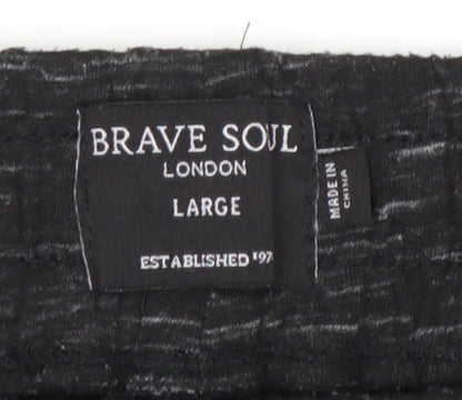 Brave Soul Men's Black Jogger Trousers L