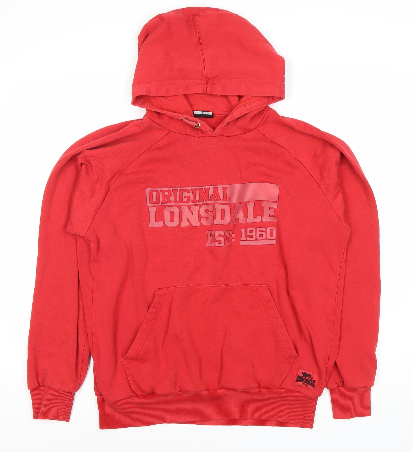 Mens UK Size L Lonsdale Red Pullover Hoodie
