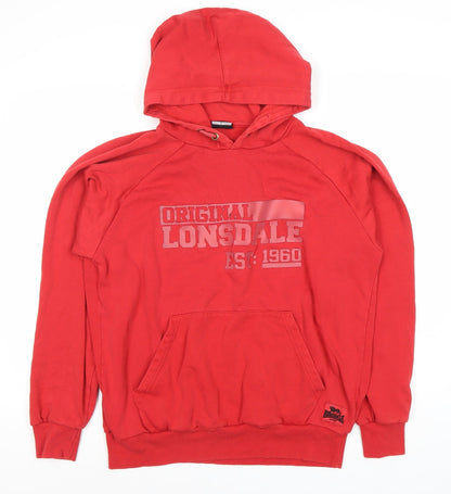 Mens UK Size L Lonsdale Red Pullover Hoodie