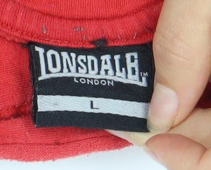 Mens UK Size L Lonsdale Red Pullover Hoodie