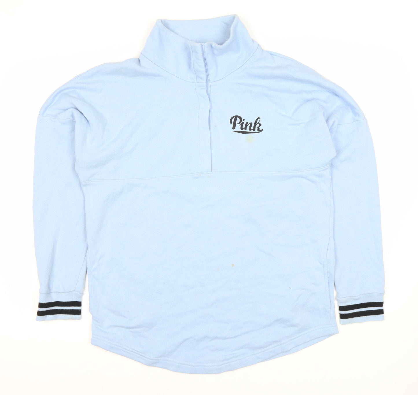 PINK Women's Blue Sweatshirt, M, 1/2 Zip Logo